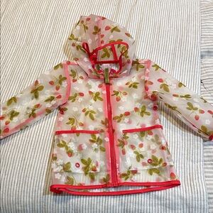 Cat & Jack Strawberry 🍓 Translucent Raincoat jacket Zip Up Hood Waterproof 12 M